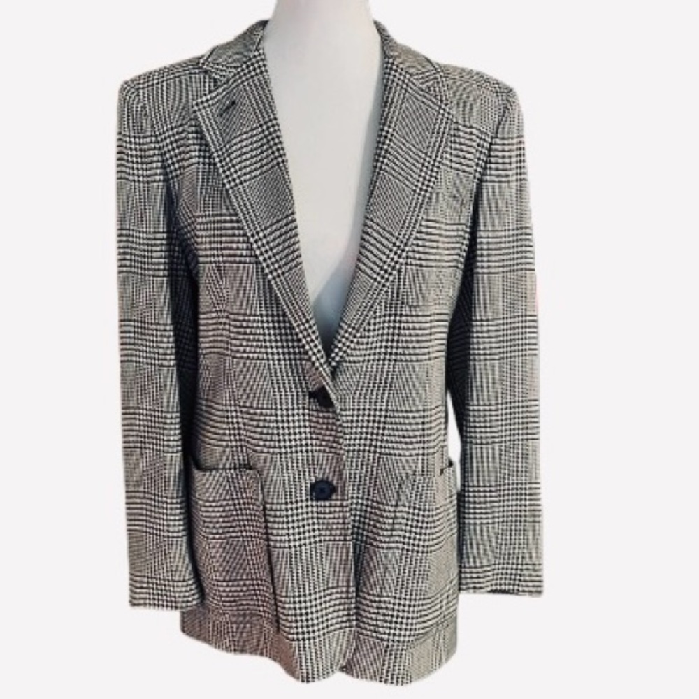 Vintage Ralph Lauren Plaid Checkered Blazer 80s 90s Designer Houndstooth Blazer